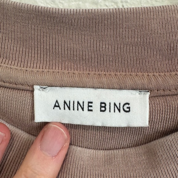 ANINE BING Tyler Sweatshirt Crewneck Logo Spellout Distressed Varsity Boho - Picture 3 of 9